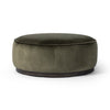 Four Hands Sinclair Large Round Ottoman Surrey Olive Side View