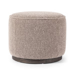 Sinclair Round Ottoman Barrow Taupe Angled View Four Hands