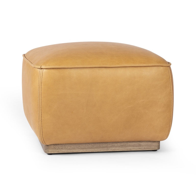 Four Hands Sinclair Square Ottoman Palermo Butterscotch Angled View