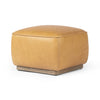 Sinclair Square Ottoman Palermo Butterscotch Angled View Four Hands