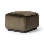 Sinclair Square Ottoman Surrey Olive Angled View Four Hands