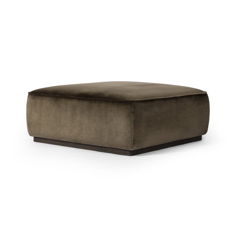 Sinclair Large Square Ottoman Surrey Olive Angled View 238548-012