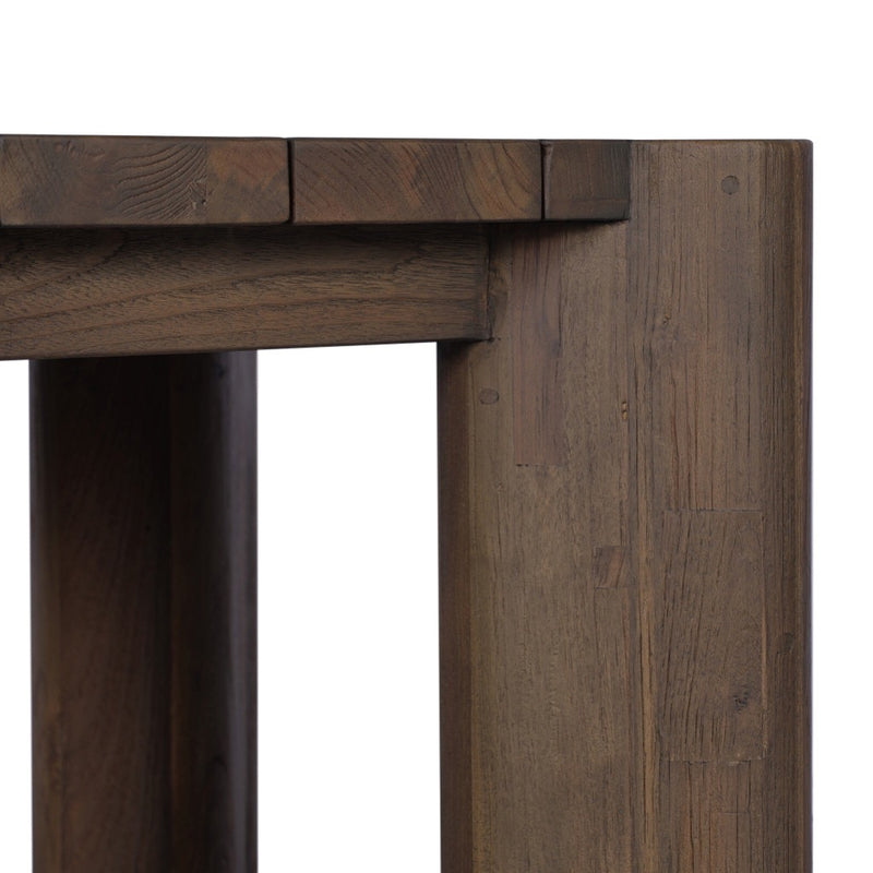 Four Hands Soho Outdoor End Table Stained Heritage Brown-FSC Angled Base View