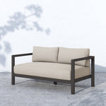 Sonoma Outdoor Sofa Faye Sand Staged Angled View Four Hands