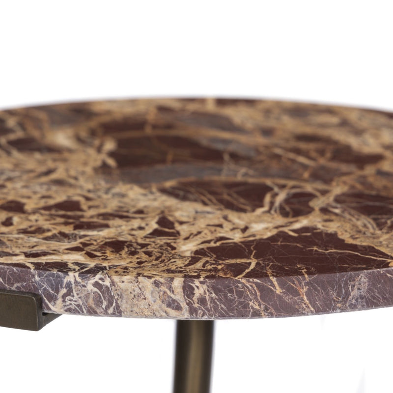 Sophie End Table Garnet Marble Tabletop Edge Four Hands