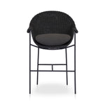 Suerte Outdoor Bar Stool Faux Black Hyacinth Front Facing View 239965-003