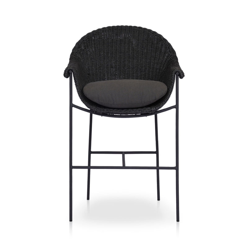 Suerte Outdoor Bar Stool Faux Black Hyacinth Front Facing View 239965-003