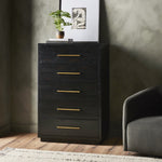 Suki 5 Drawer Tall Boy Dresser Burnished Black Staged View 108034-003