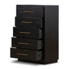 Four Hands Suki 5 Drawer Tall Boy Dresser Burnished Black Open Drawers