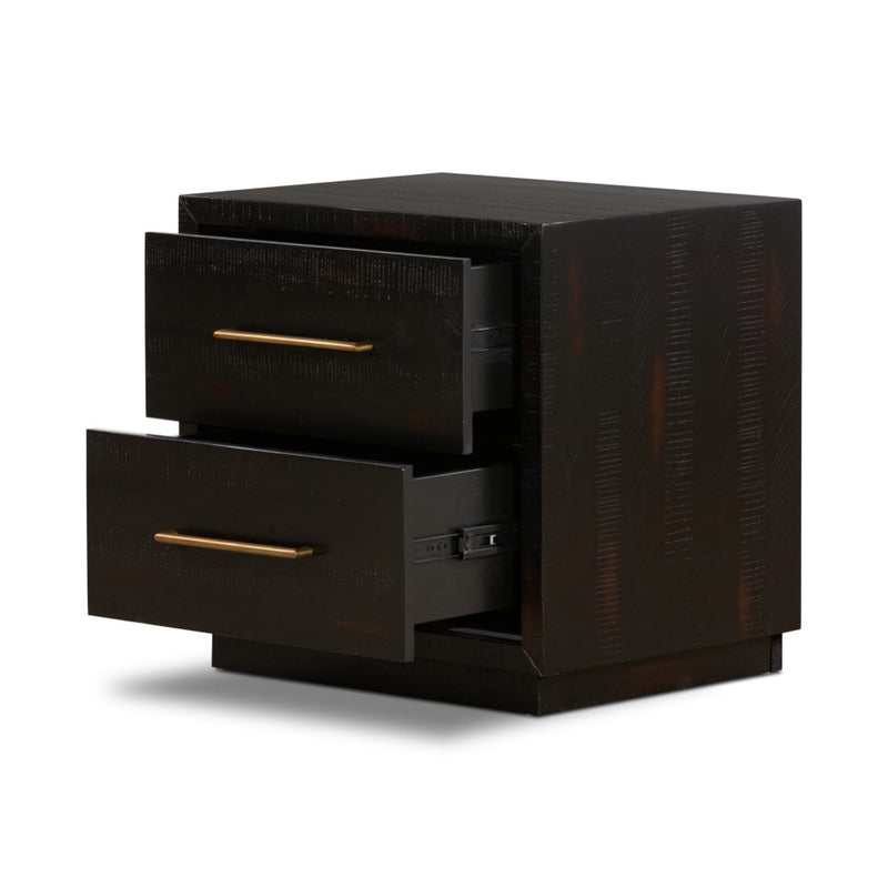 Suki Nightstand Burnished Black Open Drawers 108035-003