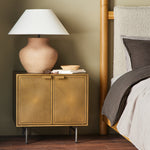 Sunburst Cabinet Nightstand Aged Brass Staged View