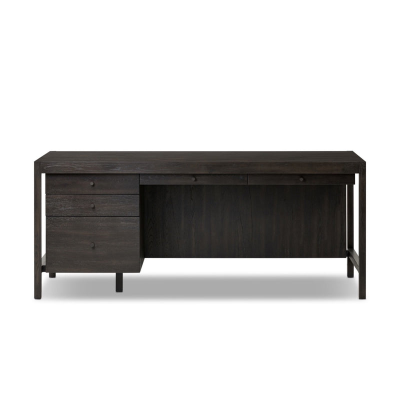 Four Hands Suspension Desk Smoked Black Veneer Front Facing View