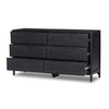 Sydney 6 Drawer Dresser Black Cane Angled View Open Drawers 224923-008