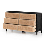 Four Hands Sydney 6 Drawer Dresser Black Wash Open Drawers