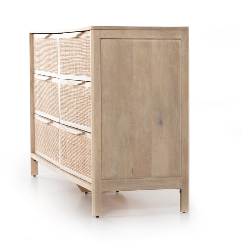 Four Hands Sydney 6 Drawer Dresser Natural Mango Angled View