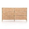 Sydney Cane 6 Drawer Dresser Natural Mango Front Facing View Four Hands