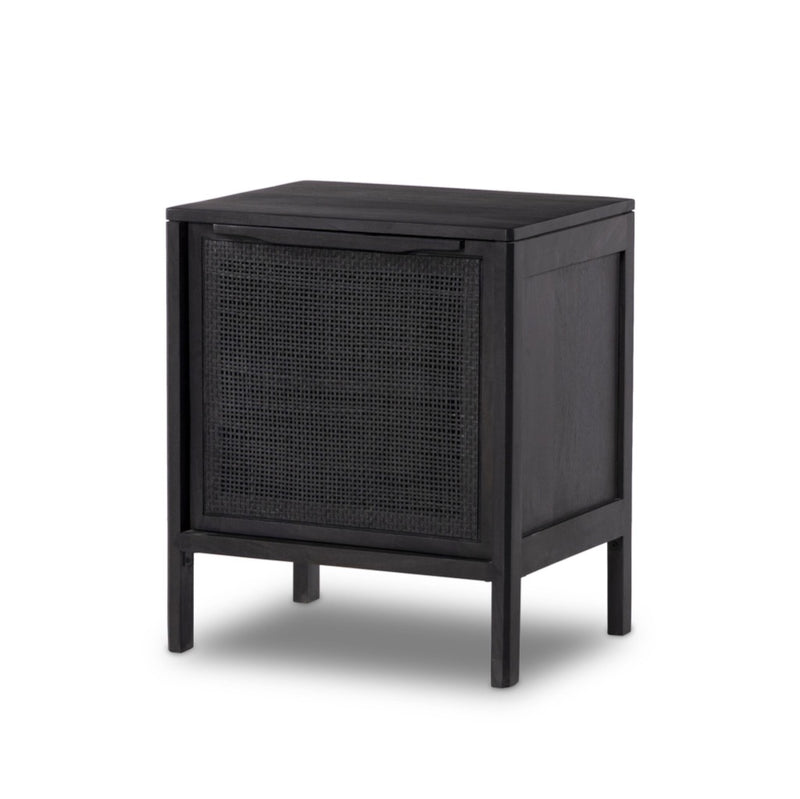 Sydney Nightstand Black Wash Left Facing Angled View Four Hands