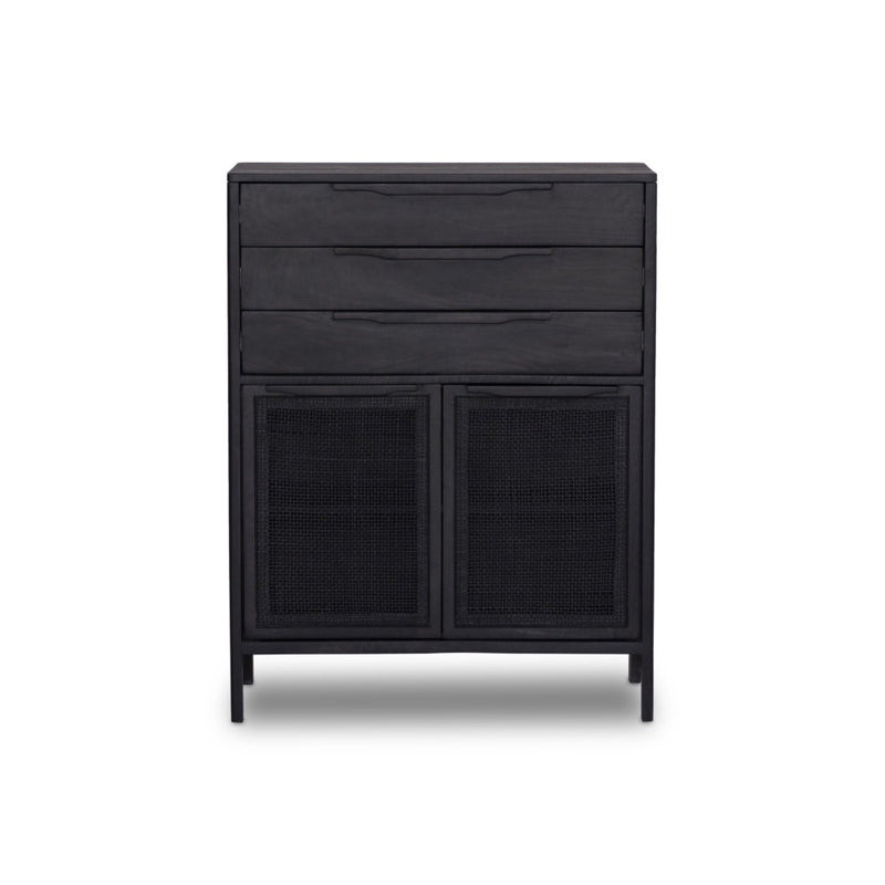 Sydney Tall Dresser Black Wash Front Facing View Four Hands