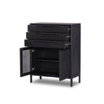 Sydney Tall Dresser Black Wash Angled View Open Doors 106690-008