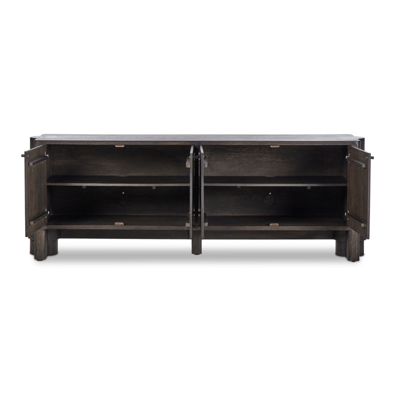 Four Hands Sylvie Sideboard Brushed Dark Brown Front View Open Drawers