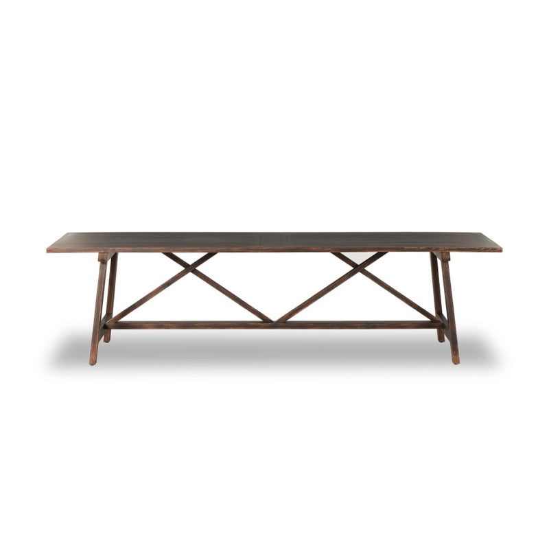 Van Thiel The 1500 Kilometer Dining Table Aged Brown Veneer Front Facing View Four Hands