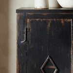 The Humptulips River Moonshine Cabinet Distressed Burnt Black Veneer Hinges