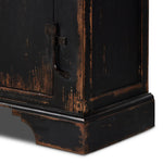 The Humptulips River Moonshine Cabinet Distressed Burnt Black Veneer Lower Botton Corners