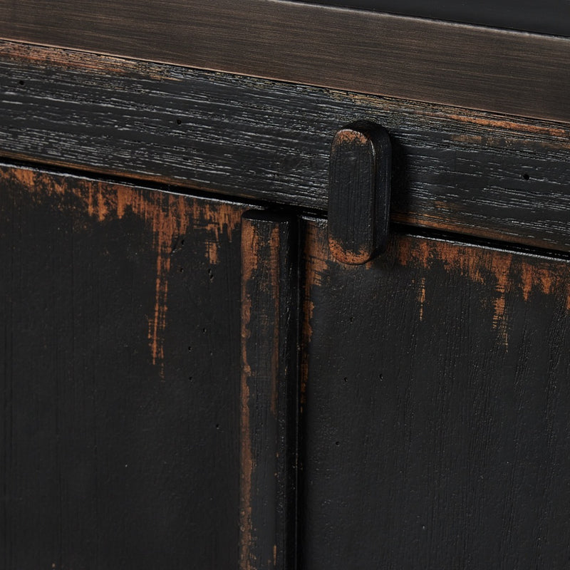 The Humptulips River Moonshine Cabinet Distressed Burnt Black Veneer Hand applied Finish