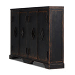 The Humptulips River Moonshine Cabinet Distressed Burnt Black Veneer Angled View