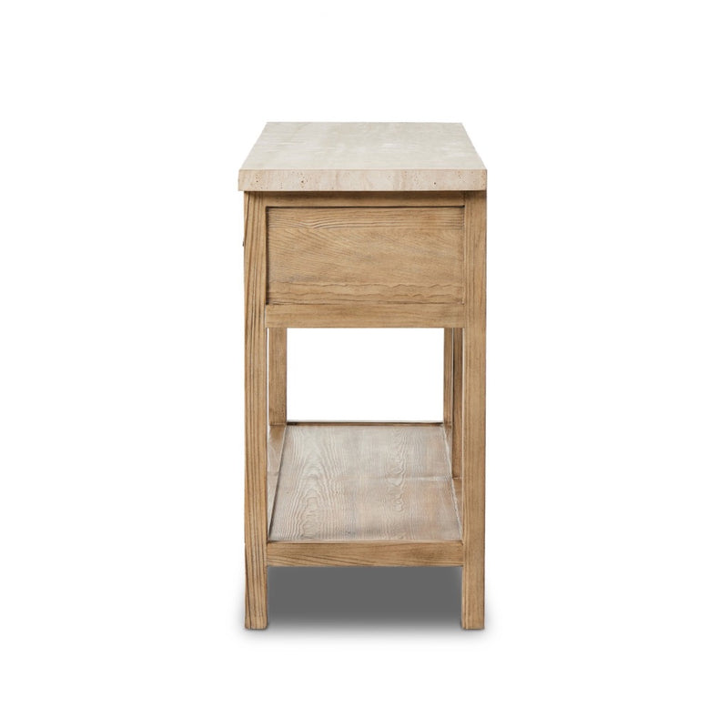 The Lazy Monsieur Partouche Table Travertine Side View Van Thiel 238729-001