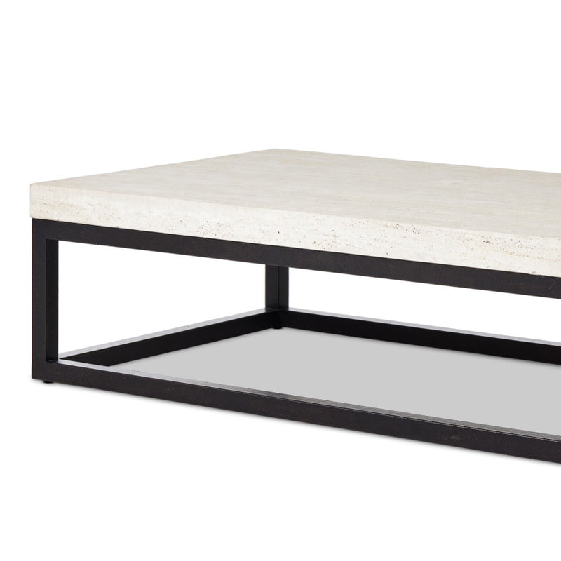 The Rectangular Coffee Table Travertine Angled View 238724-001