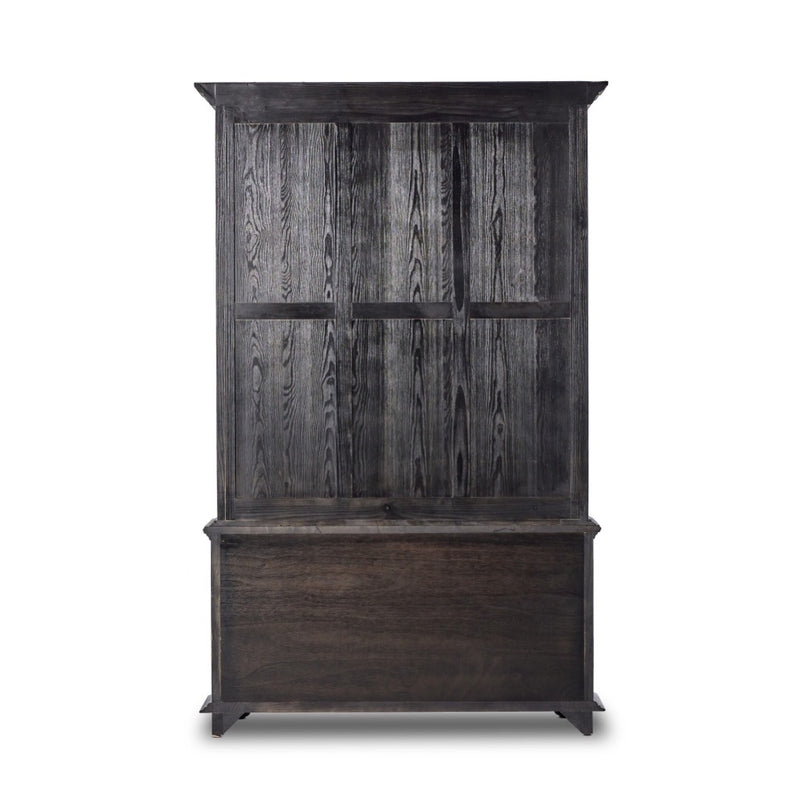 The "You Will Need a Lot Of Hinges" Cabinet Distressed Burnt Black Veneer Back View 238292-001