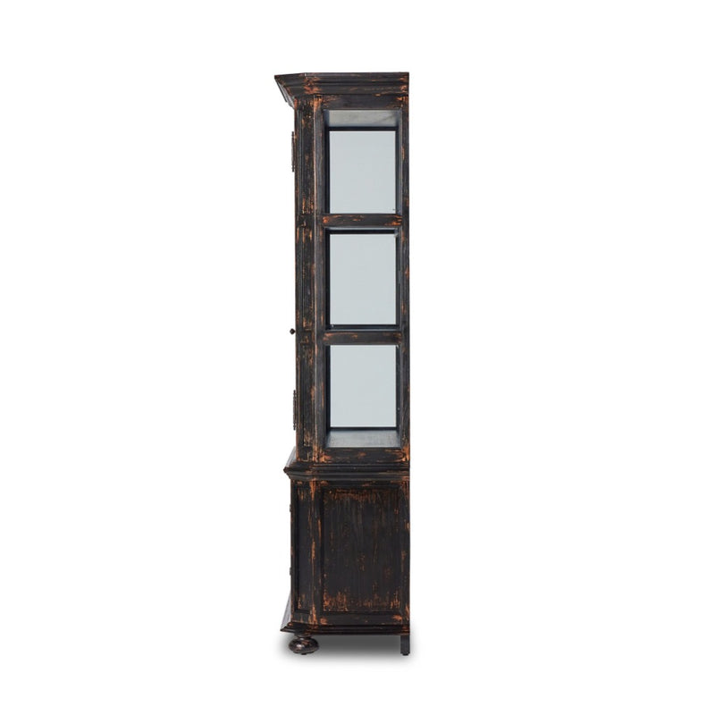 The "You Will Need a Lot Of Hinges" Cabinet Distressed Burnt Black Veneer Side View Four Hands