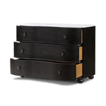 Four Hands Tiago Marble Chest Distressed Black Angled View Open Drawers