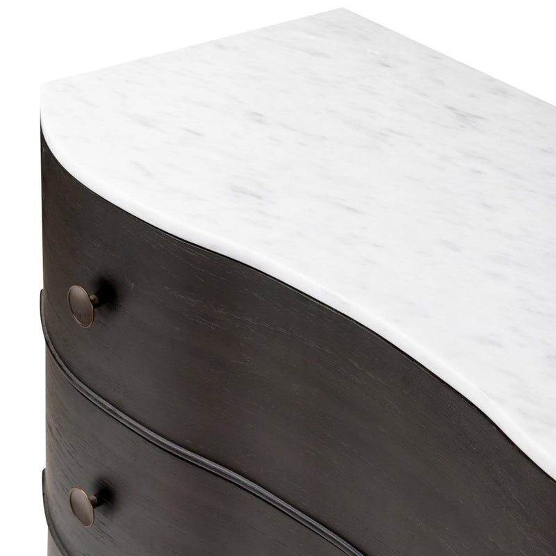 Tiago Marble Chest Curved Polished White Marble Tabletop 238583-002