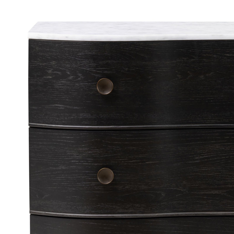 Tiago Marble Chest Distressed Black Handles Four Hands