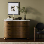 Tiago Marble Chest Toasted Oak Veneer Staged View Four Hands