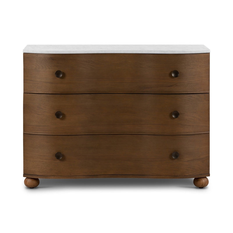 Tiago Marble Chest Toasted Oak Veneer Front Facing View 238583-001