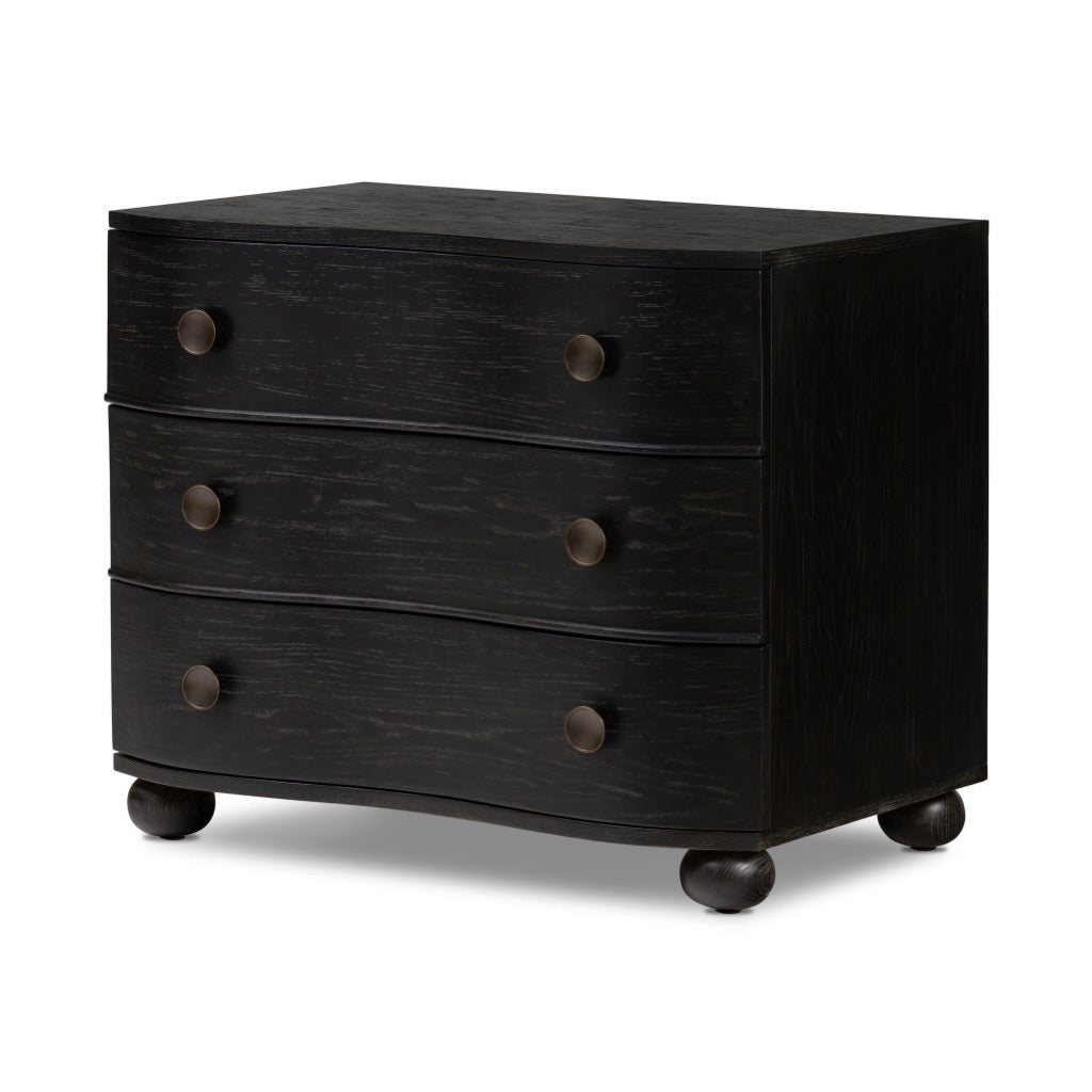 Tiago Nightstand Distressed Black Angled View 235977-004