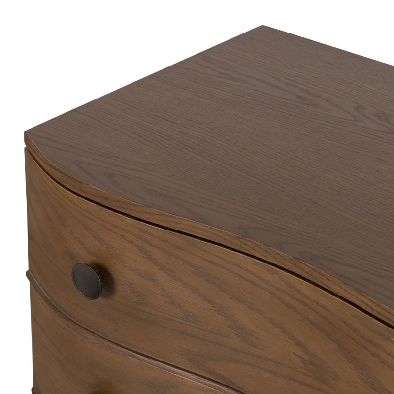 Four Hands Tiago Nightstand Toasted Oak Veneer Top Corner Detail