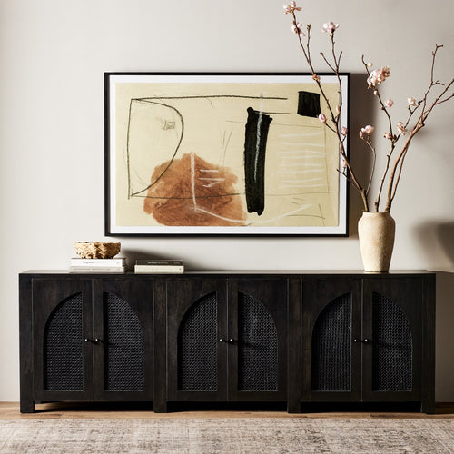 Tilda 6 Door Sideboard Black Wash Mango Staged View Four Hands