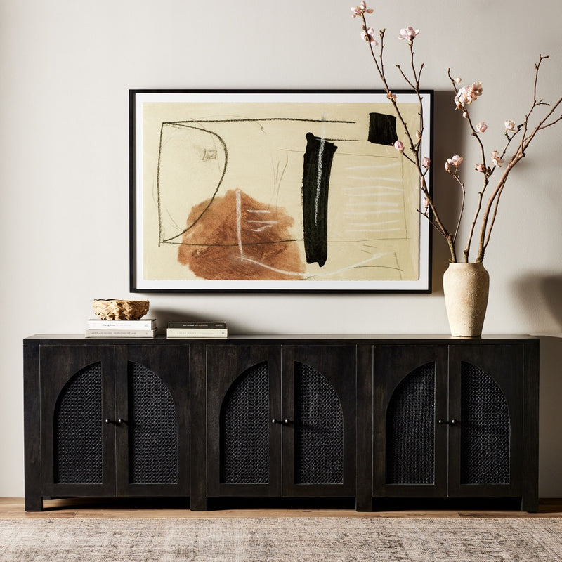 Tilda 6 Door Sideboard Black Wash Mango Staged View Four Hands