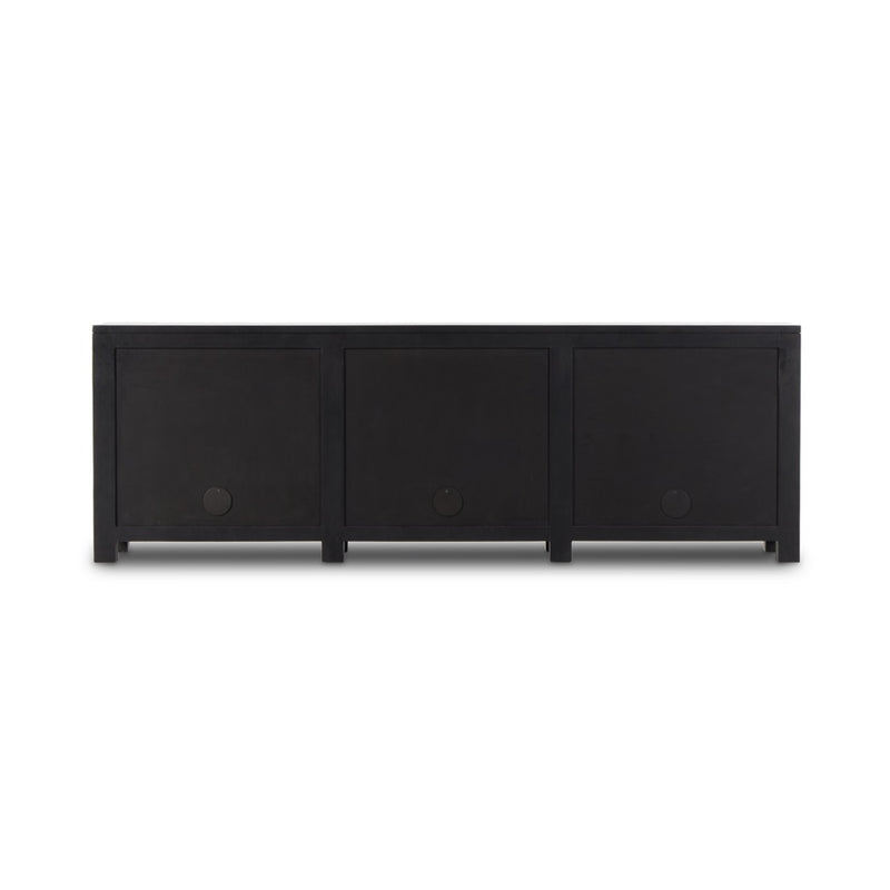 Tilda 6 Door Sideboard Black Wash Mango Back View Four Hands