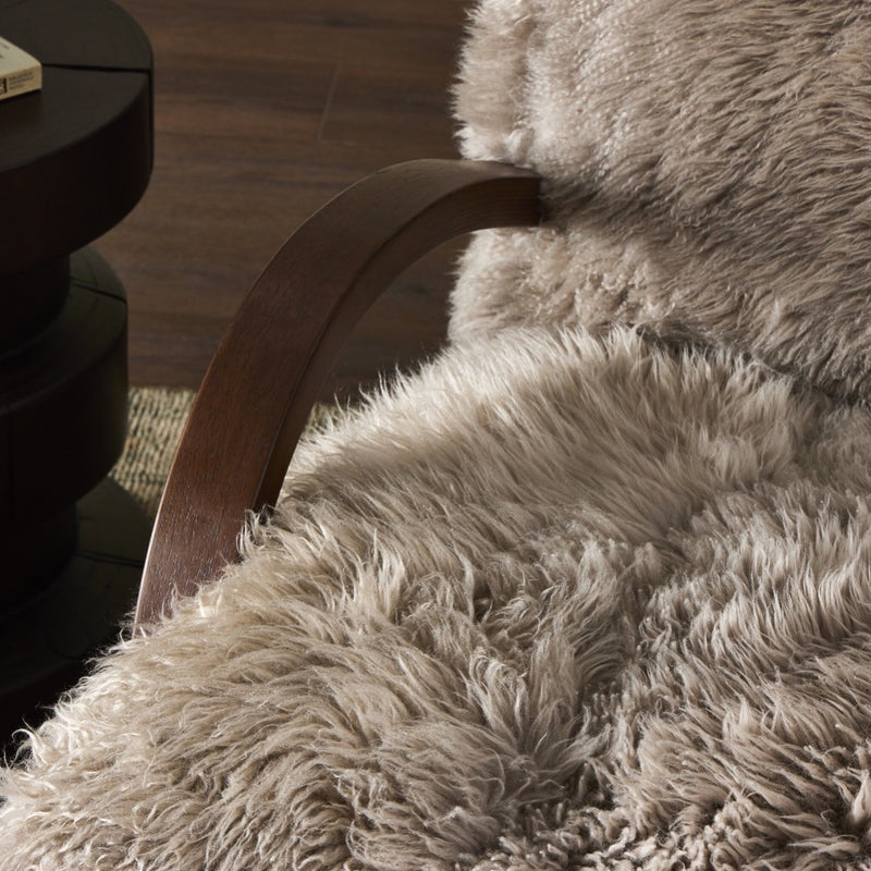 Tobin Chair Taupe Mongolian Fur Staged View Fur Seating Four Hands