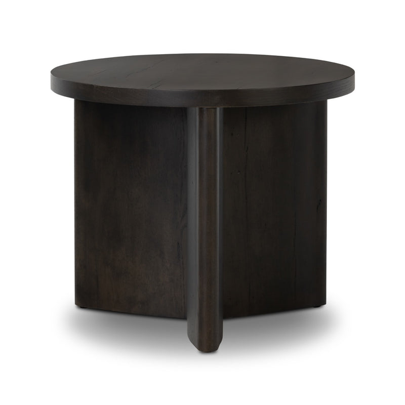 Toli End Table Smoked Black Veneer Angled View Four Hands