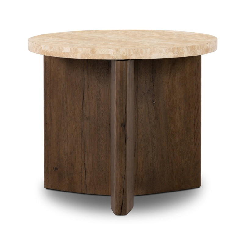 Toli End Table Rustic Fawn Veneer Side View 228128-005
