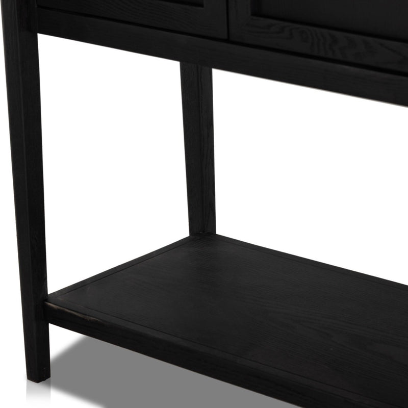 Tolle Bar Cabinet Drifted Matte Black Legs Detail Four Hands