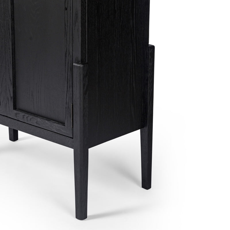 Tolle Panel Door Cabinet Drifted Matte Black Legs Four Hands