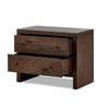 Torrington Charging Nightstand Umber Oak Angled View Open Drawers 238222-001