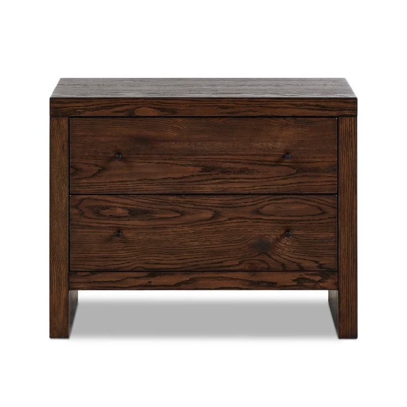 Torrington Charging Nightstand Umber Oak Front Facing View Four Hands